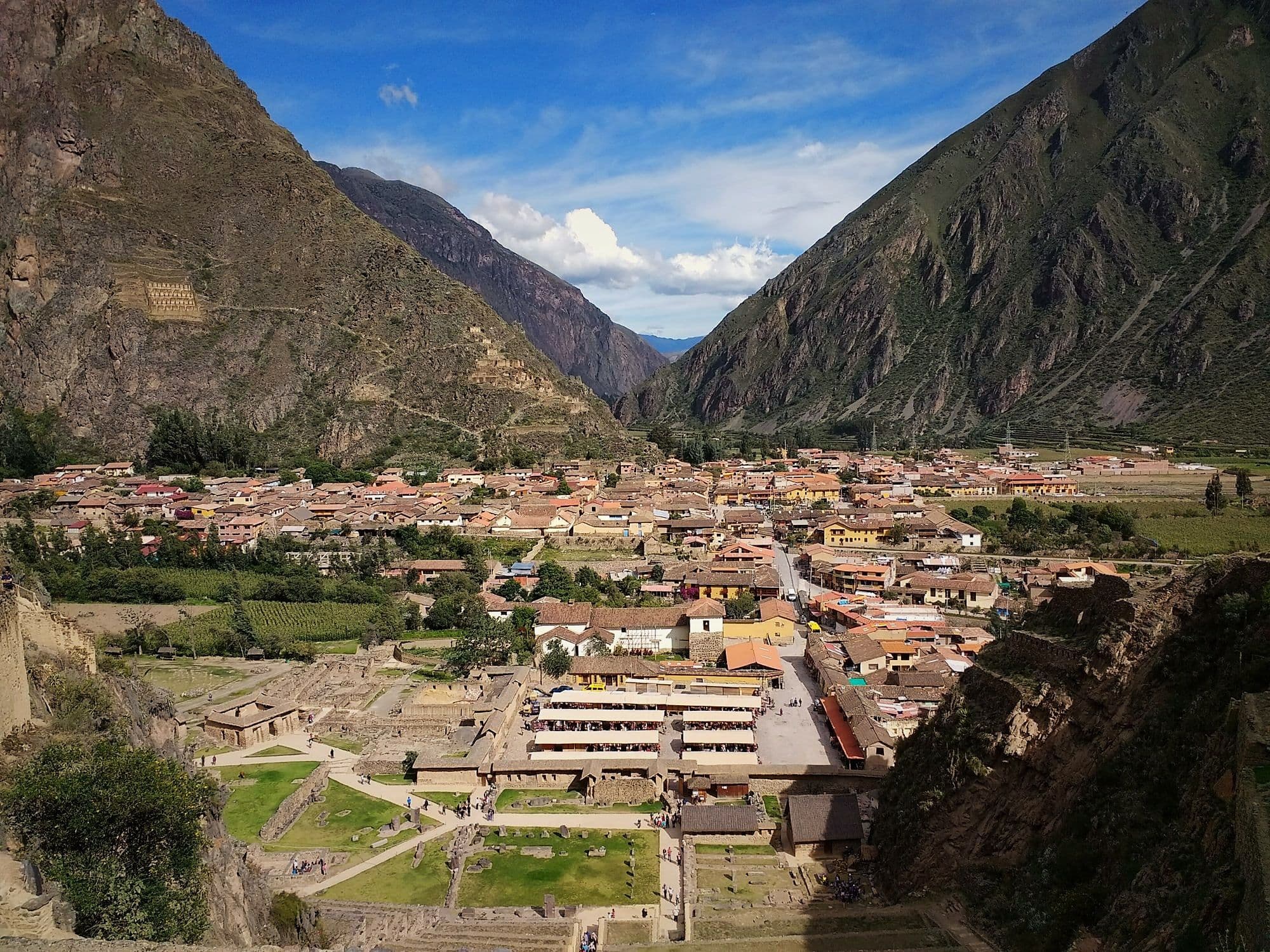 Town of Ollantaytambo seen from above, Sacred Valley