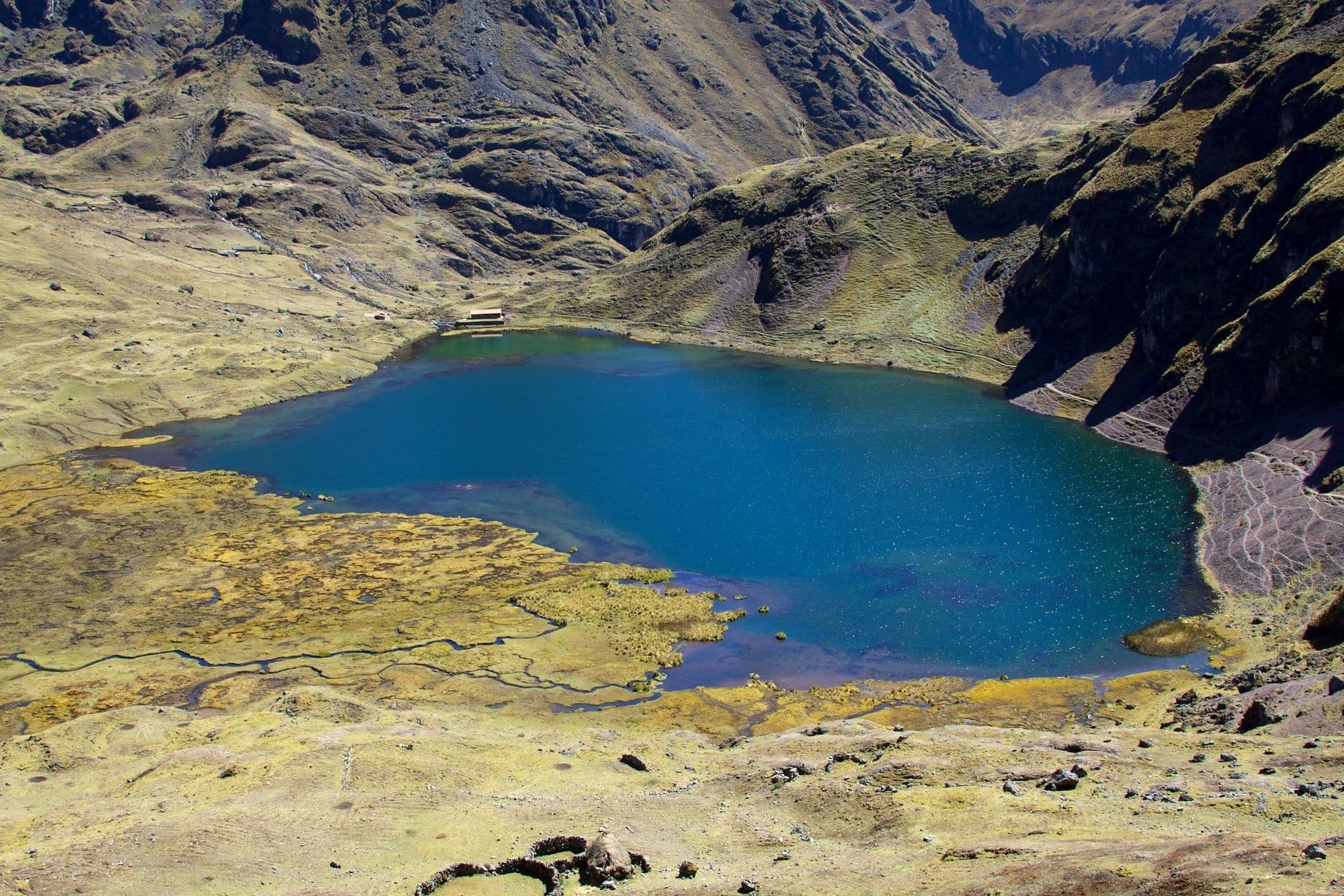 High Andean lake on the Lares trek, Cusco