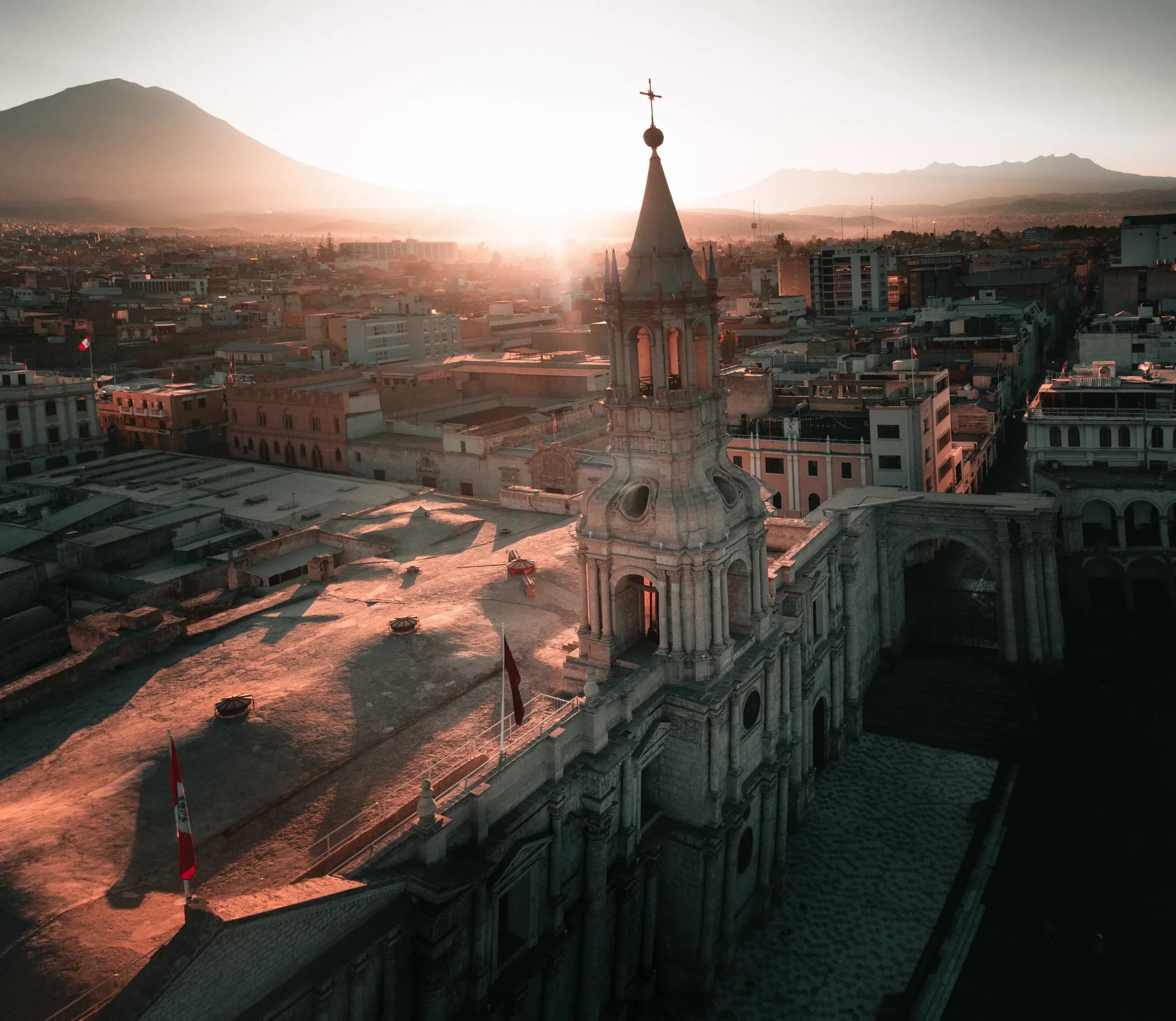 Arequipa's Plaza de Armas at sunset