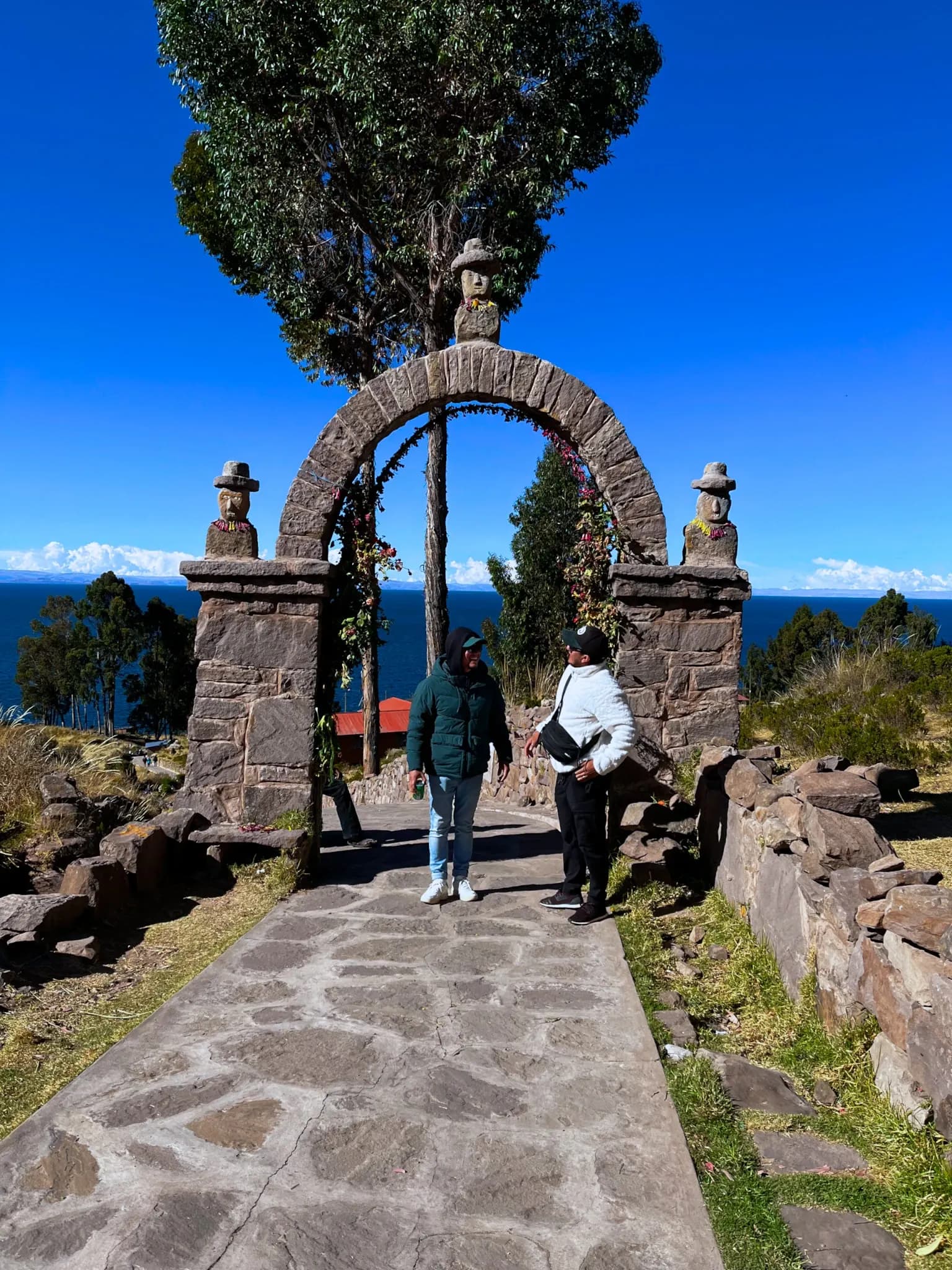 Stone archway on Taquile Island, Lake Titicaca
