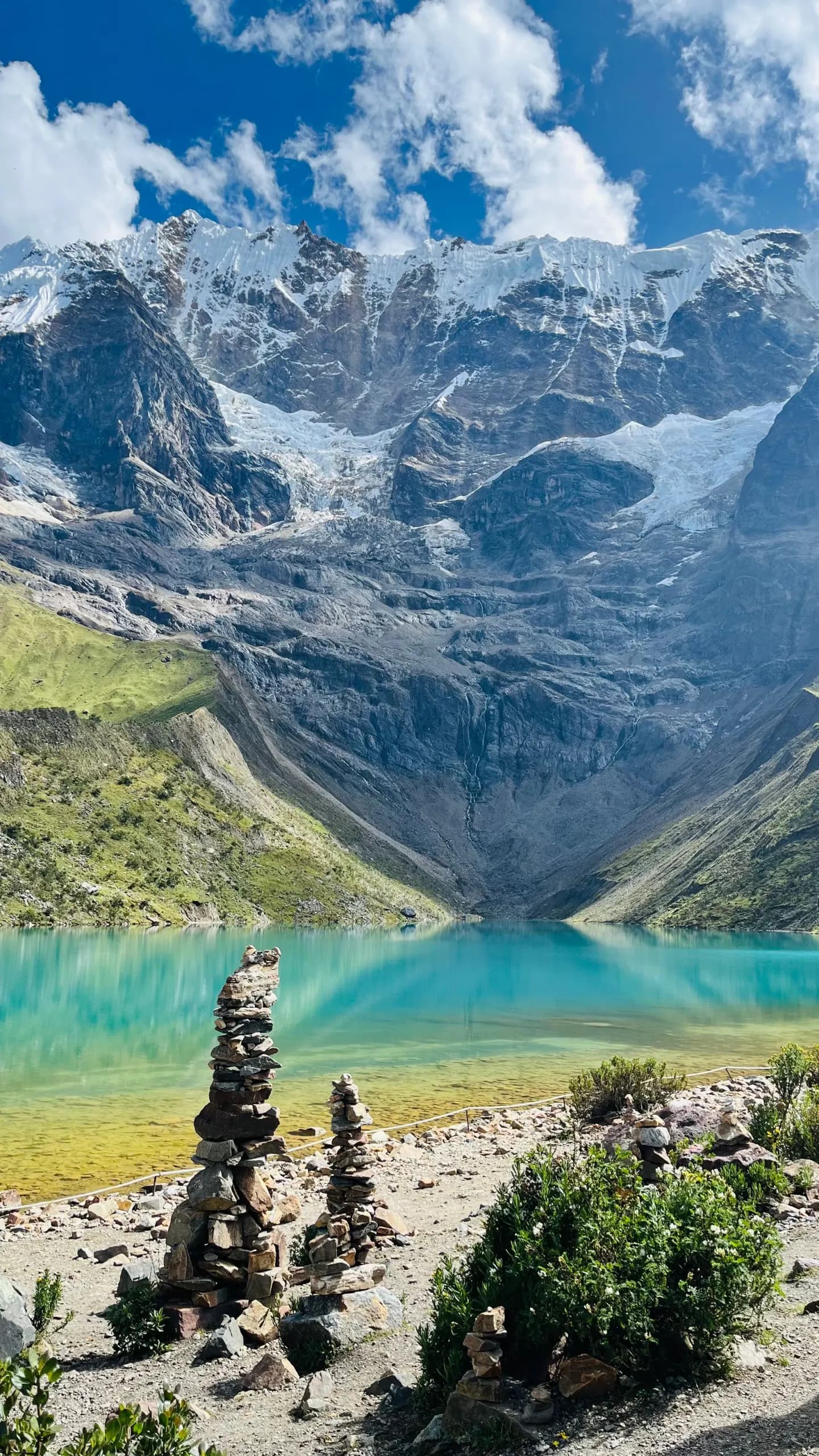 Turquoise waters of Humantay Lake among mountains