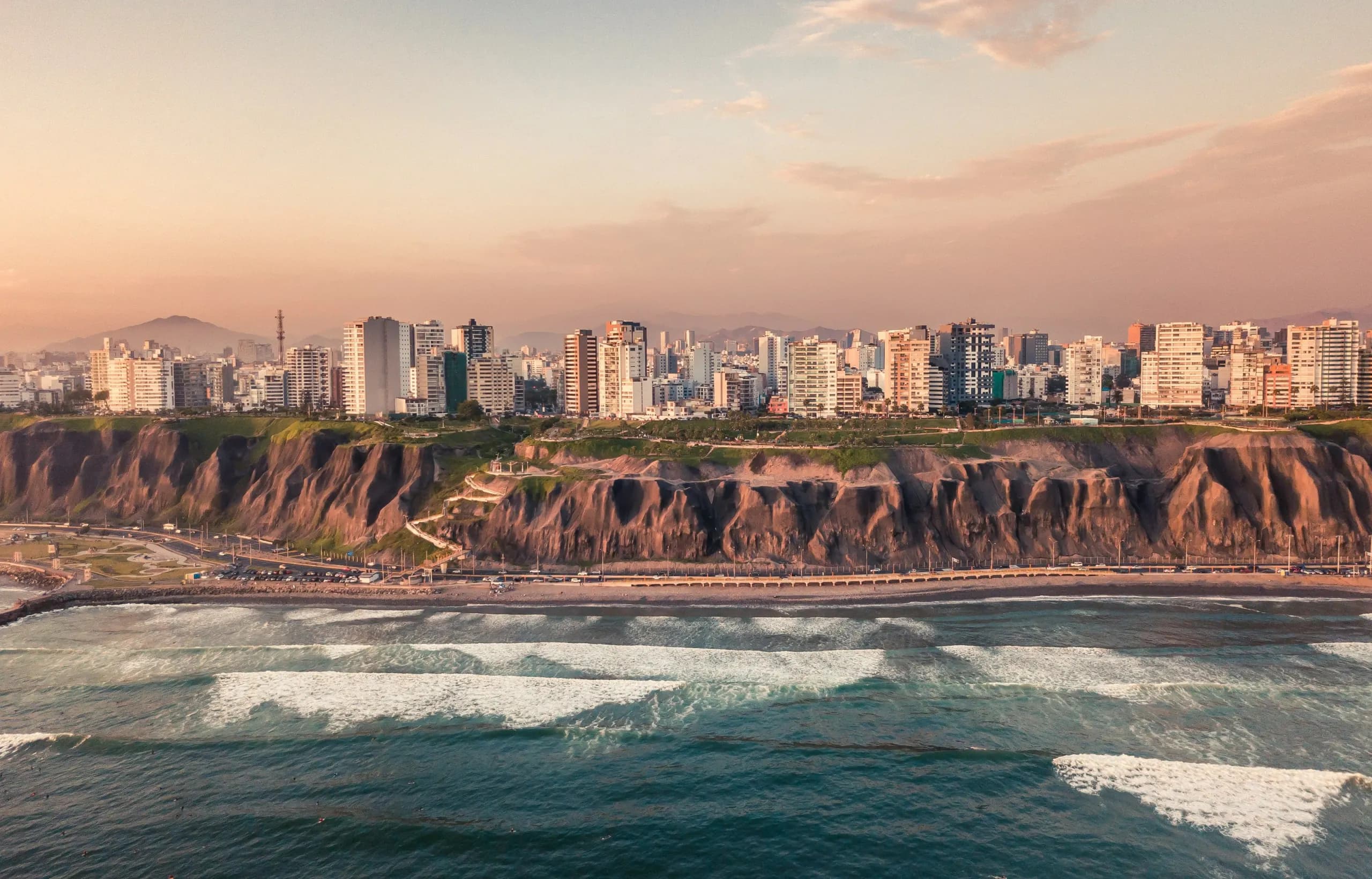 Lima’s cliffs and skyline over the Pacific Ocean