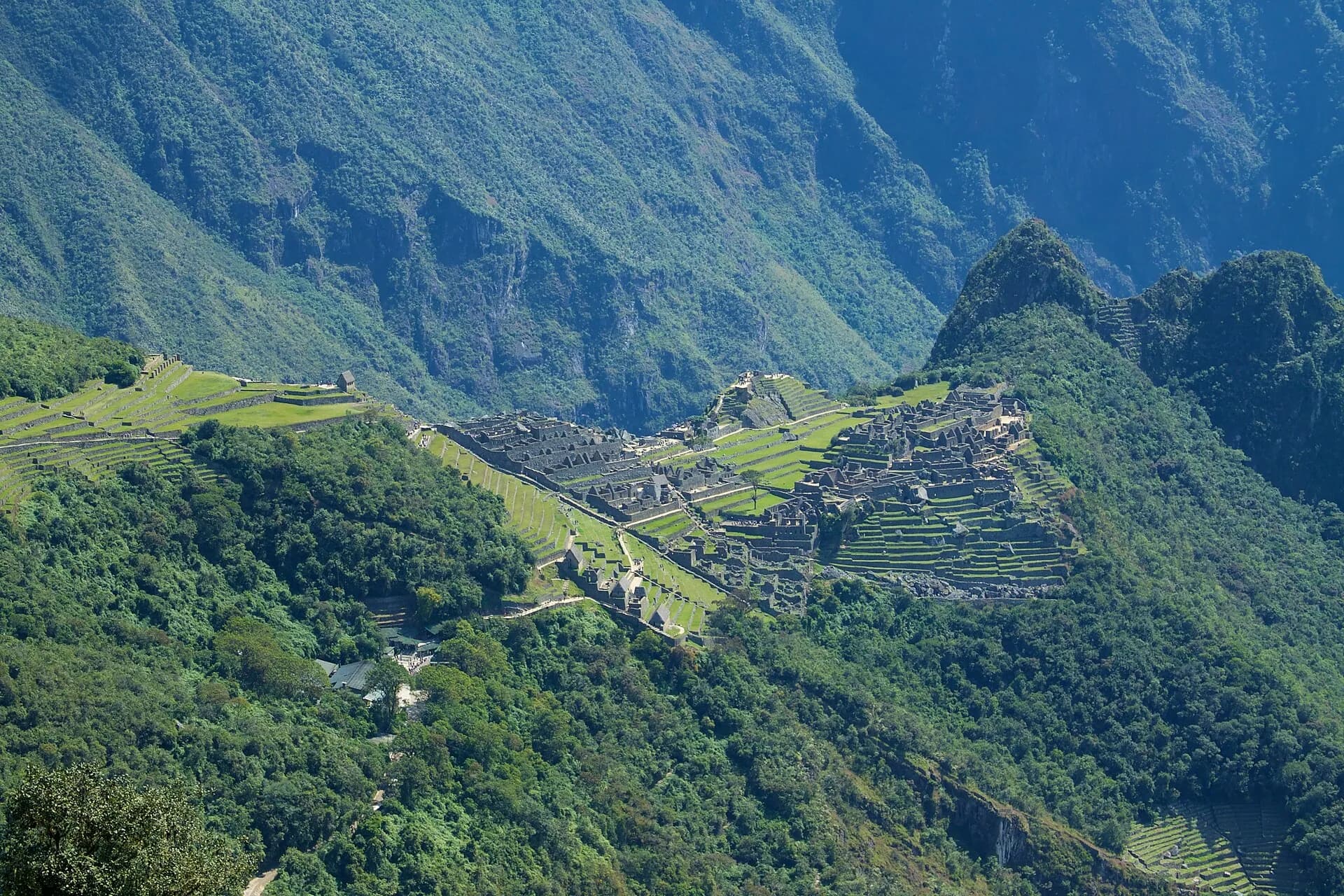 Machu Picchu and Huayna Picchu seen from the Sun Gate