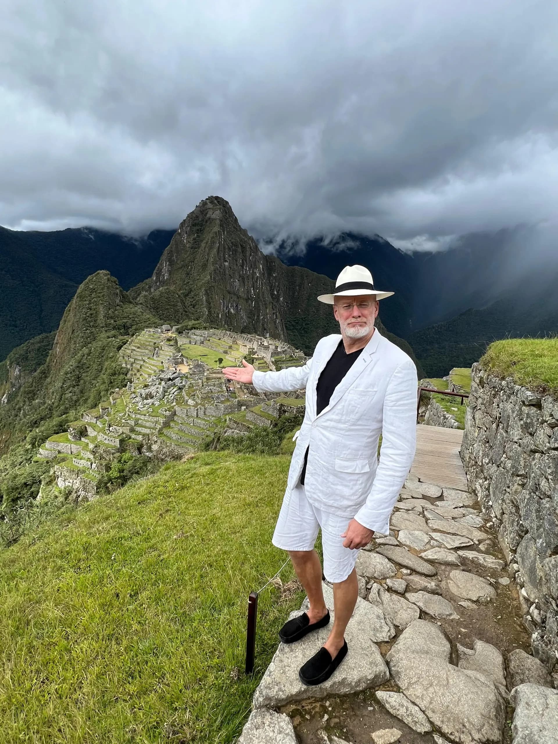 Traveller in a hat at Machu Picchu