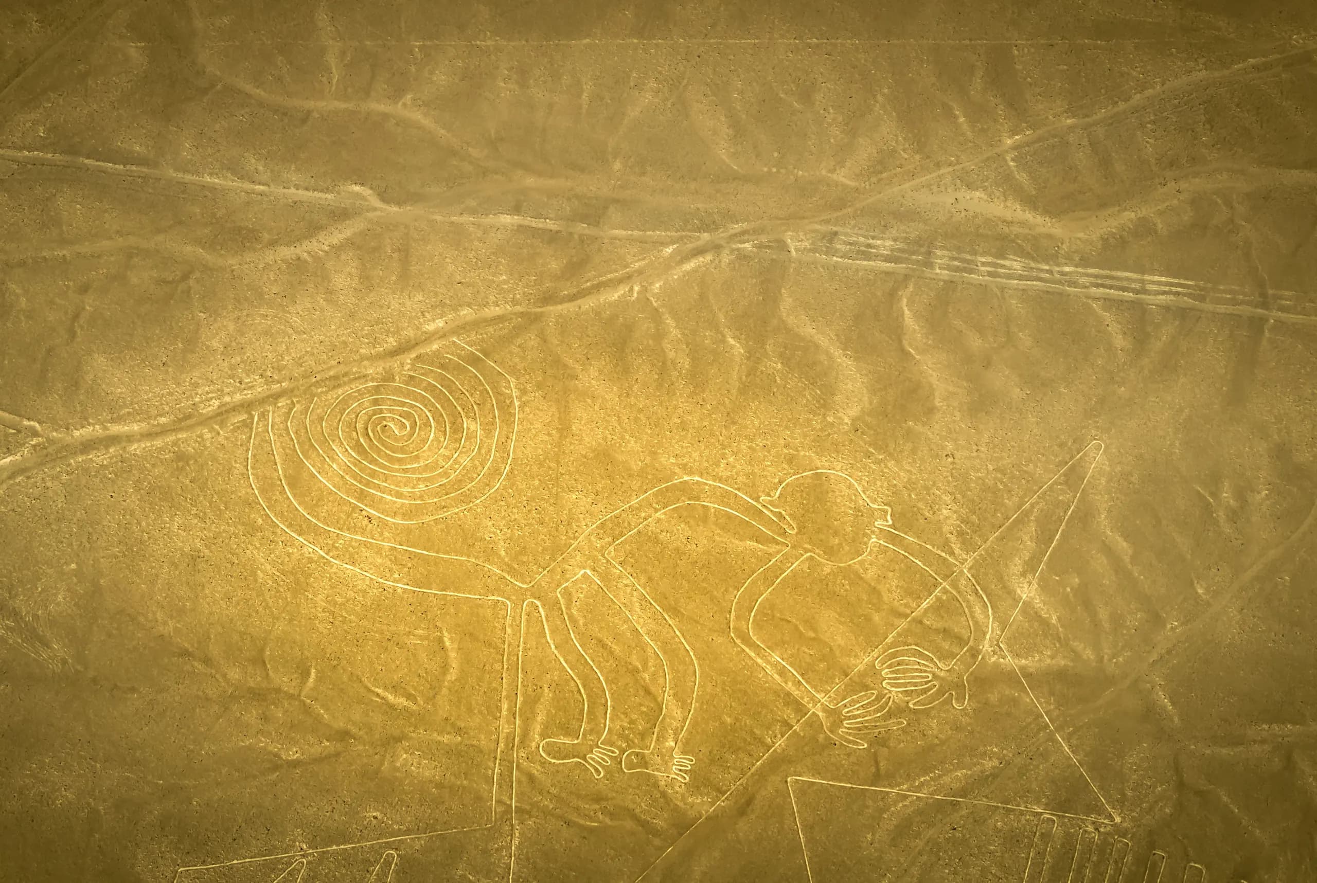 Aerial view of a Nazca Lines geoglyph