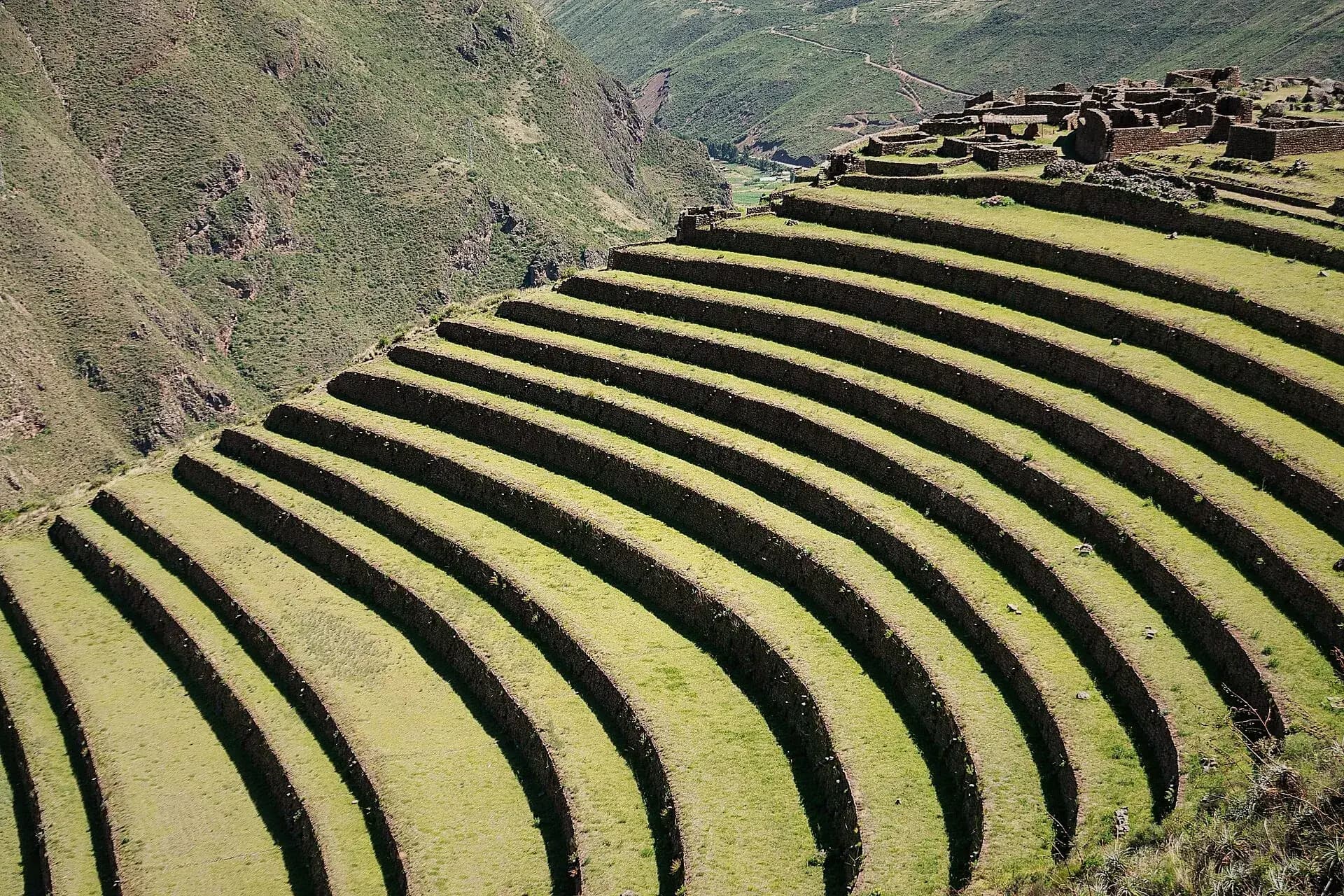Agricultural terraces at Pisac on the Sacred Valley slopes