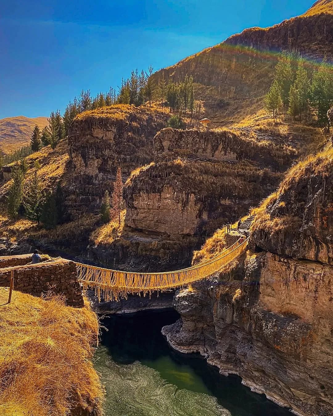 Q’eswachaka suspension bridge over the Apurímac River canyon