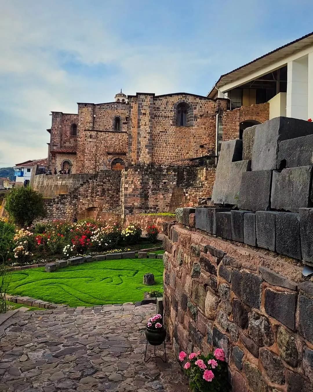 Inca walls and colonial buildings at Qorikancha in Cusco