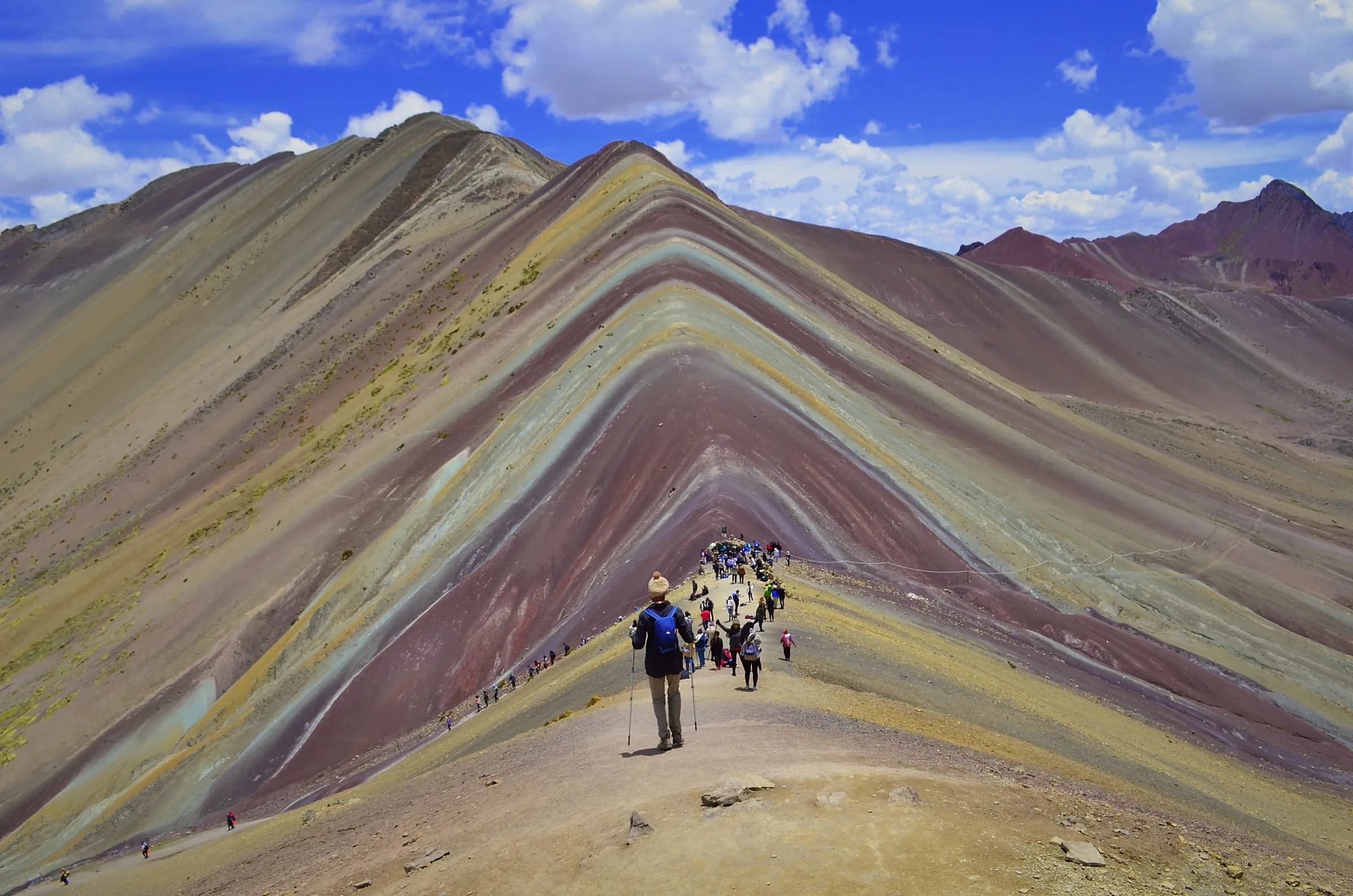 Bands of mineral colours on Vinicunca Mountain