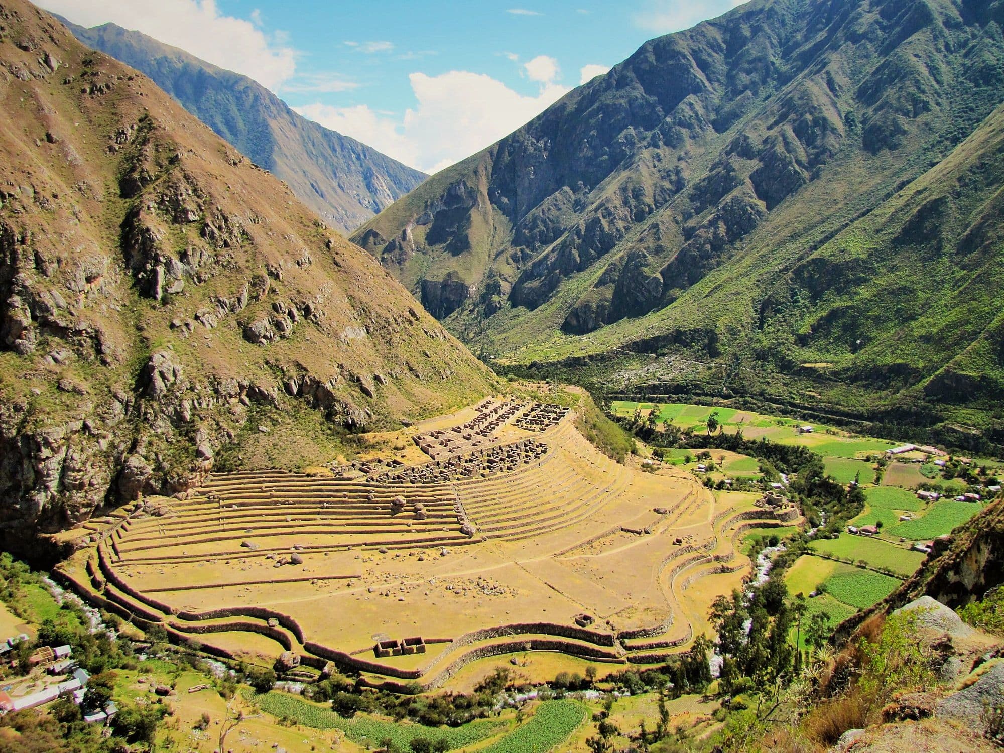 Patallacta Inca terraces on the Inca Trail